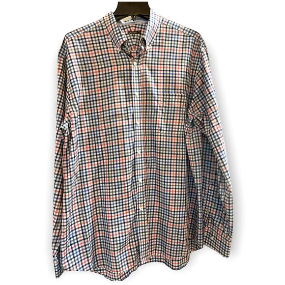 J. McLaughlin Men's Gingham Blue Pin Button Down Shirt Top XL - Picture 2 of 10